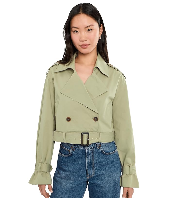 Women's Blank NYC Cropped Trenchcoat in Green